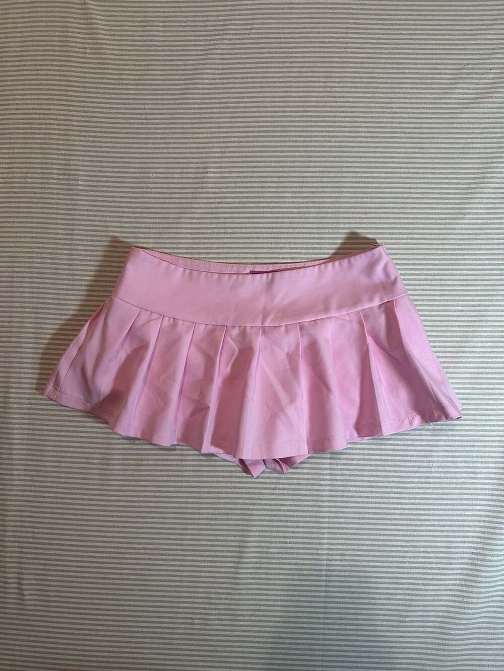 Pink Pleated Mini Skirt with Built-In Shorts
